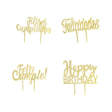 Frases para Pastel Cake Toppers Metálicos (4-Pack)